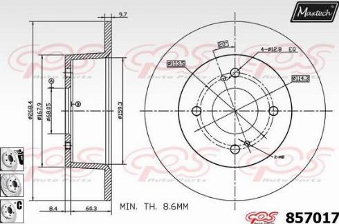 Maxtech 857017.6980 - Спирачен диск vvparts.bg