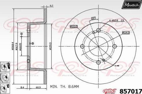 Maxtech 857017.6880 - Спирачен диск vvparts.bg