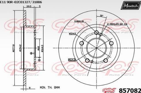 Maxtech 857082.0000 - Спирачен диск vvparts.bg