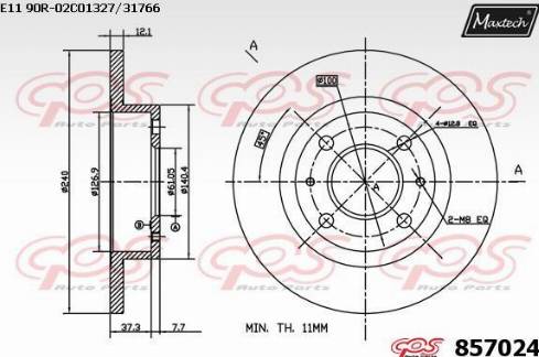 Maxtech 857024.0000 - Спирачен диск vvparts.bg