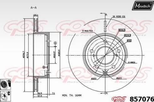 Maxtech 857076.6060 - Спирачен диск vvparts.bg