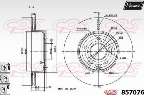 Maxtech 857076.6880 - Спирачен диск vvparts.bg