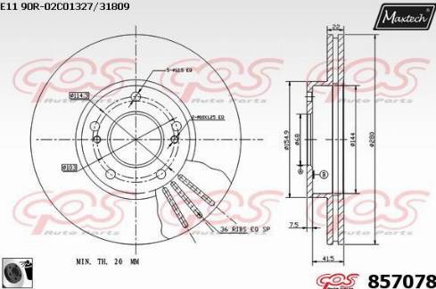 Maxtech 857078.0060 - Спирачен диск vvparts.bg