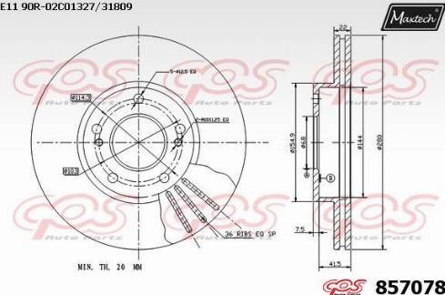 Maxtech 857078.0000 - Спирачен диск vvparts.bg