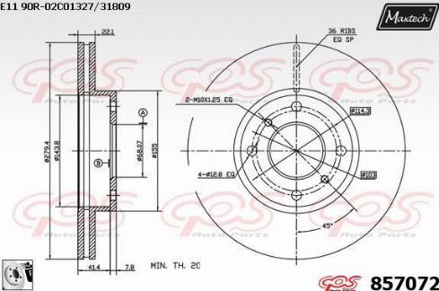 Maxtech 857072.0080 - Спирачен диск vvparts.bg