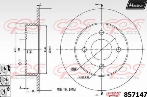 Maxtech 857147.6980 - Спирачен диск vvparts.bg