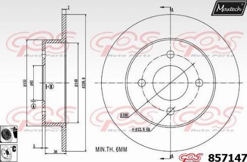 Maxtech 857147.6060 - Спирачен диск vvparts.bg