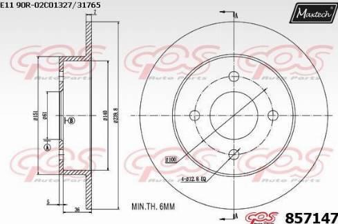 Maxtech 857147.0000 - Спирачен диск vvparts.bg