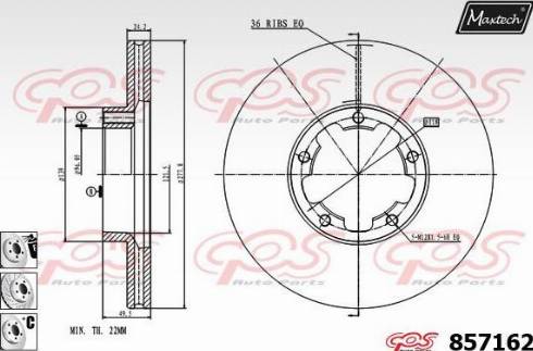 Maxtech 857162.6980 - Спирачен диск vvparts.bg