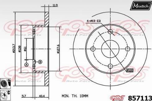 Maxtech 857113.6060 - Спирачен диск vvparts.bg