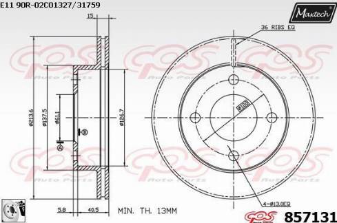 Maxtech 857131.0080 - Спирачен диск vvparts.bg