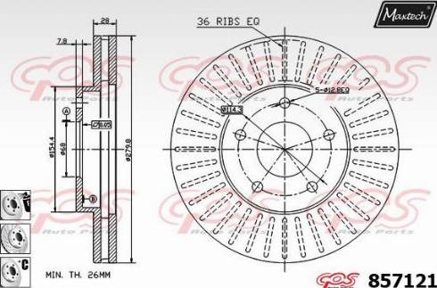 Maxtech 857121.6880 - Спирачен диск vvparts.bg