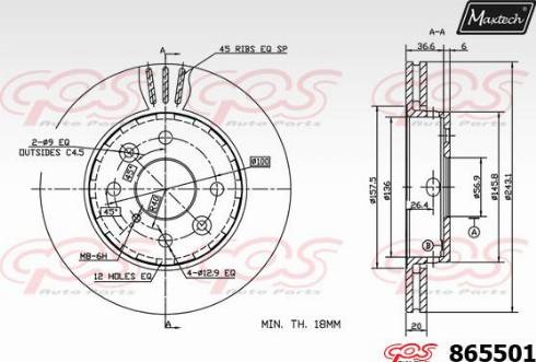 Maxtech 865501.0000 - Спирачен диск vvparts.bg