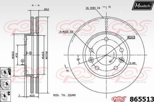 Maxtech 865513.6980 - Спирачен диск vvparts.bg