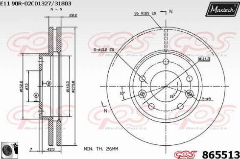 Maxtech 865513.0060 - Спирачен диск vvparts.bg