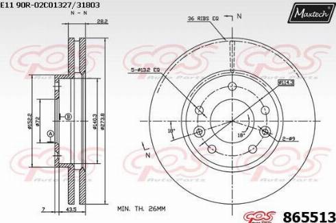 Maxtech 865513.0000 - Спирачен диск vvparts.bg