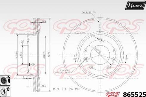 Maxtech 865525.6060 - Спирачен диск vvparts.bg