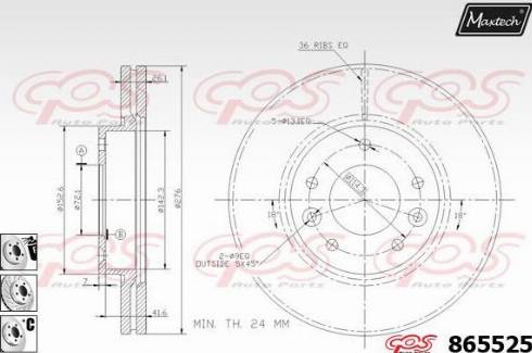 Maxtech 865525.6980 - Спирачен диск vvparts.bg