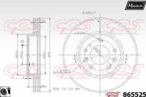 Maxtech 865525.0060 - Спирачен диск vvparts.bg