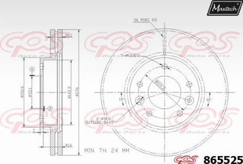 Maxtech 865525.0000 - Спирачен диск vvparts.bg