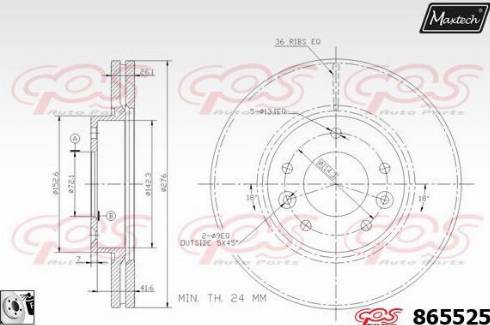 Maxtech 865525.0080 - Спирачен диск vvparts.bg