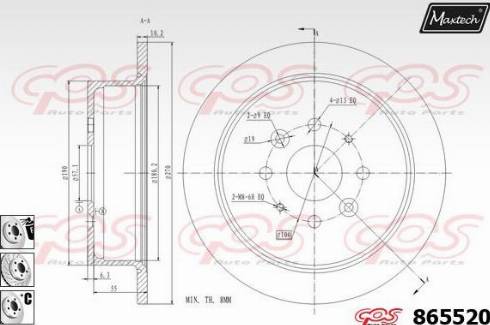 Maxtech 865520.6880 - Спирачен диск vvparts.bg