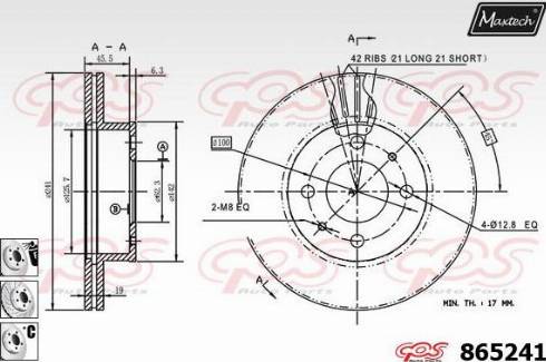 Maxtech 865241.6980 - Спирачен диск vvparts.bg