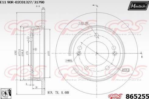 Maxtech 865255.0080 - Спирачен диск vvparts.bg