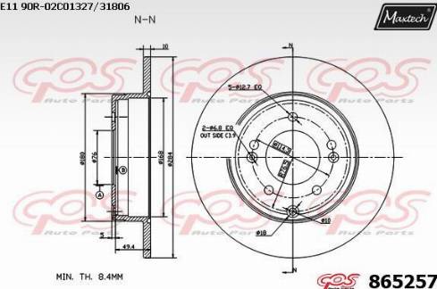 Maxtech 865257.0000 - Спирачен диск vvparts.bg