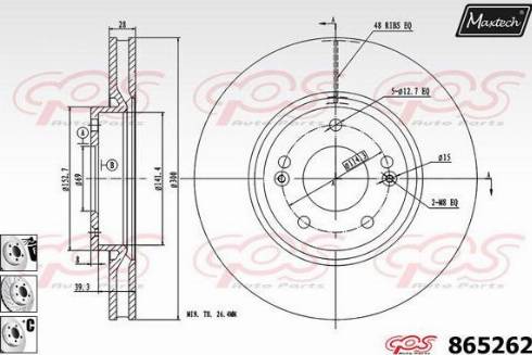 Maxtech 865262.6880 - Спирачен диск vvparts.bg