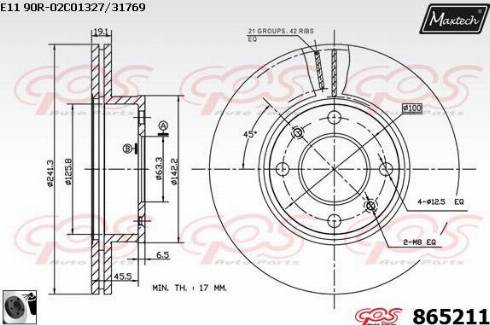 Maxtech 865211.0060 - Спирачен диск vvparts.bg