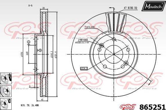 Maxtech 865238 - Спирачен диск vvparts.bg