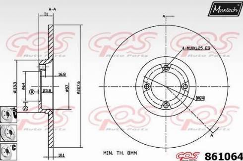 Maxtech 861064.6880 - Спирачен диск vvparts.bg