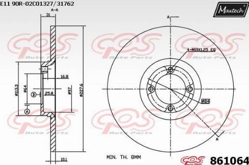 Maxtech 861064.0000 - Спирачен диск vvparts.bg