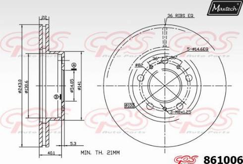 Maxtech 861006.0000 - Спирачен диск vvparts.bg