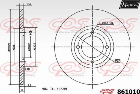 Maxtech 861010.0000 - Спирачен диск vvparts.bg