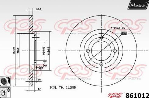 Maxtech 861012.6060 - Спирачен диск vvparts.bg