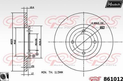 Maxtech 861012.0060 - Спирачен диск vvparts.bg