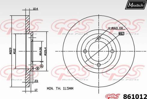 Maxtech 861012.0000 - Спирачен диск vvparts.bg