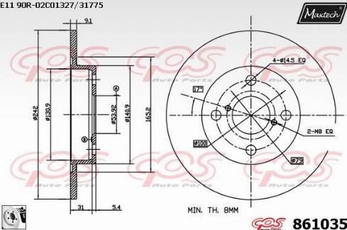 Maxtech 861035.0080 - Спирачен диск vvparts.bg