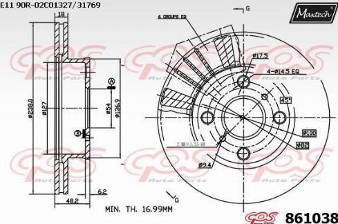 Maxtech 861038.0000 - Спирачен диск vvparts.bg