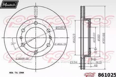 Maxtech 861025.6060 - Спирачен диск vvparts.bg