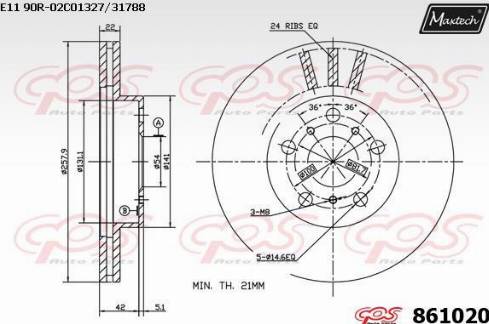 Maxtech 861020.0000 - Спирачен диск vvparts.bg