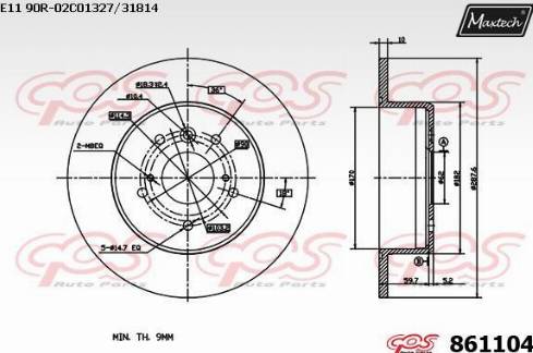 Maxtech 861104.0000 - Спирачен диск vvparts.bg