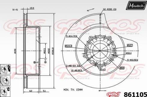 Maxtech 861105.6980 - Спирачен диск vvparts.bg