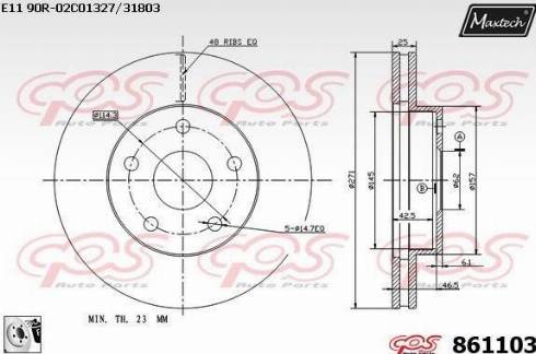 Maxtech 861103.0080 - Спирачен диск vvparts.bg