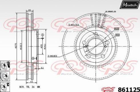 Maxtech 861125.6880 - Спирачен диск vvparts.bg