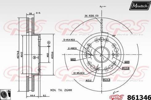 Maxtech 861346.0060 - Спирачен диск vvparts.bg