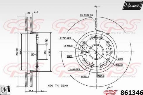 Maxtech 861346.0080 - Спирачен диск vvparts.bg