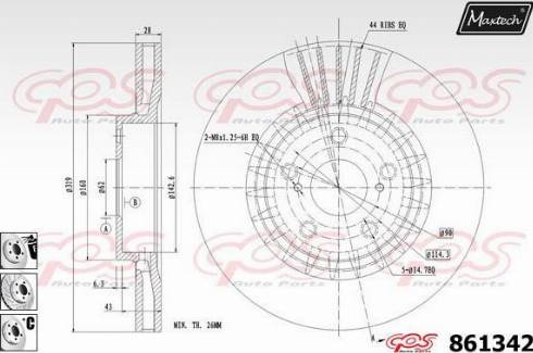 Maxtech 861342.6880 - Спирачен диск vvparts.bg